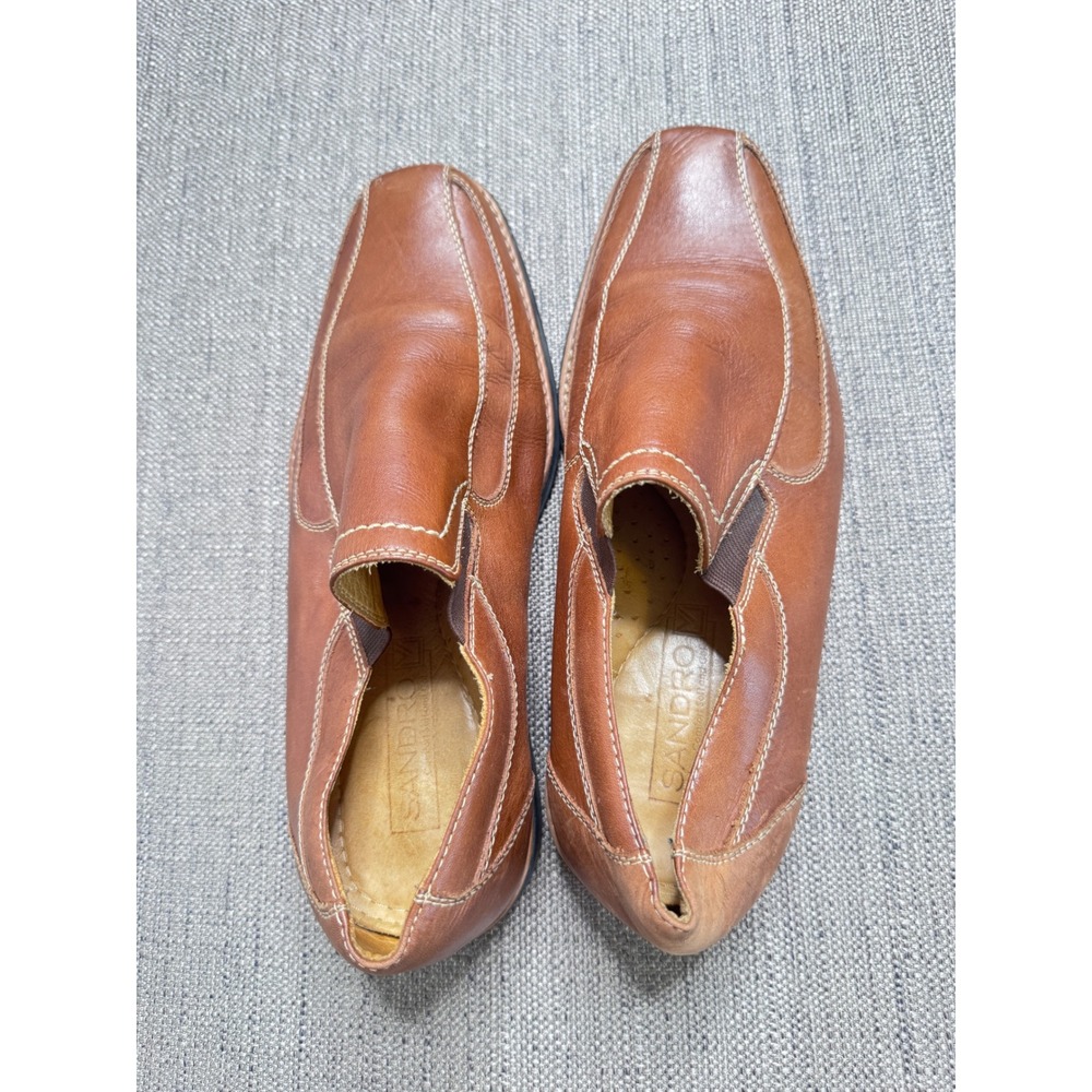 Sandro Moscoloni Mens Tan Brown Leather Bicycle Toe Slip On Loafers Size 8 D